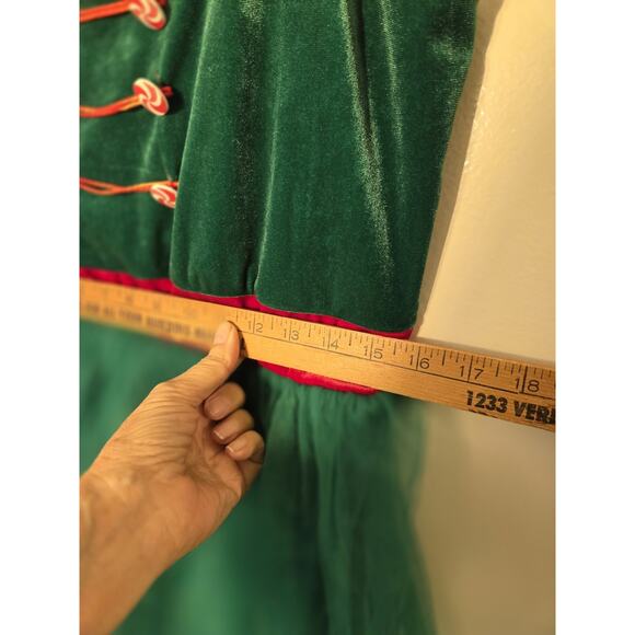 Born Famous Dress Elf Holiday Green Short Tutu Sleeveless Lined Size XL - Picture 9 of 13